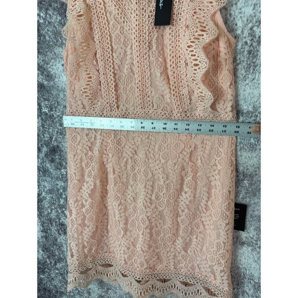 Lulus Dress Womens L Pink Embroidered Crochet Keyhole Ruffles Shift Cottage - Picture 9 of 11